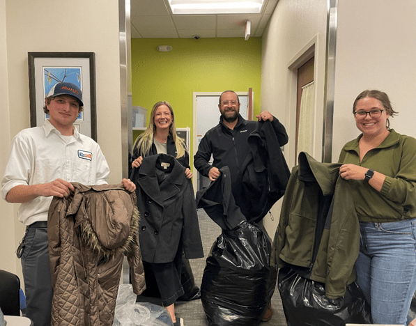 Bonfe employees participating in a clothing drive